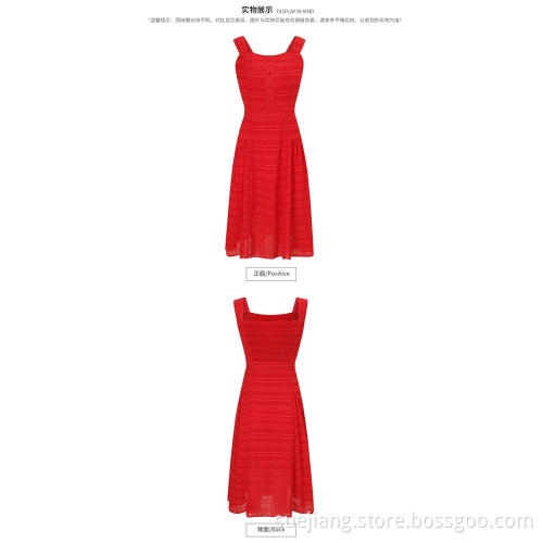 Sling Red Clothes Cotton Blends Summer Dress